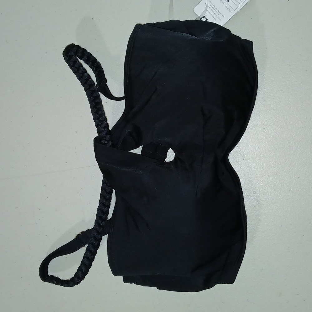 Shade & Shore Black Braided Strap Bikini Top. Size 36 C - Picture 2 of 11